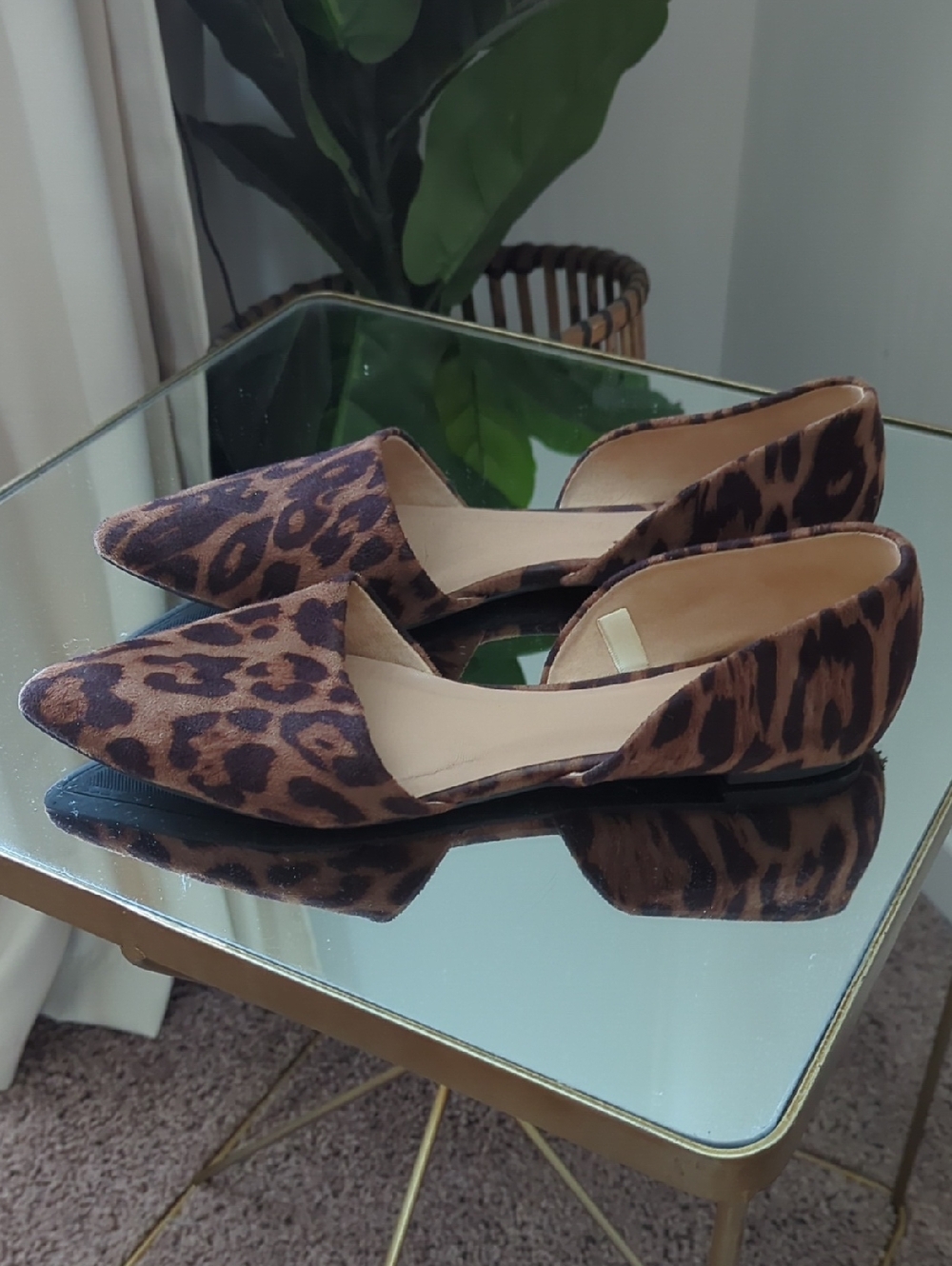 A New Day Leopard Print Pointed Toe D'Orsay Flats - Brown